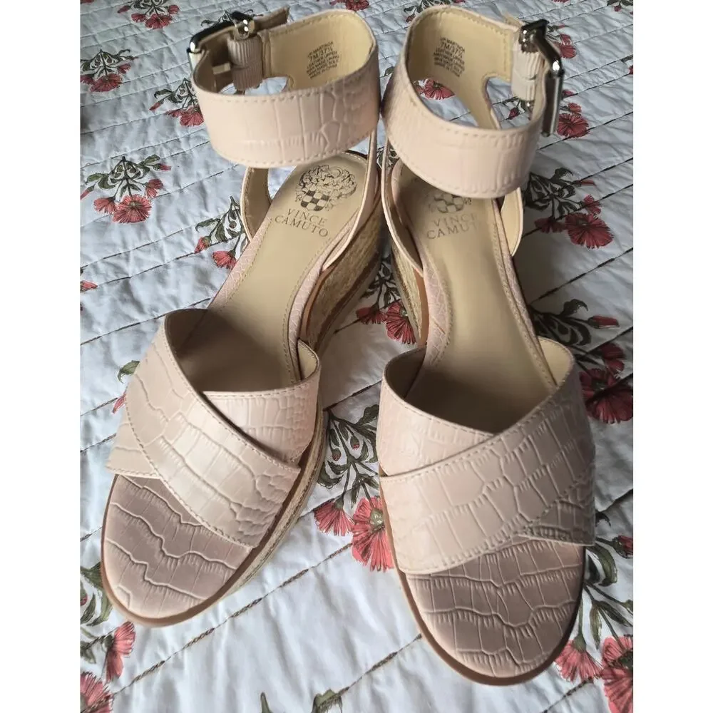 Vince Camuto Women's Peach Espadrilles Platform Wedged Criss Cross Sandals 7M - Picture 5 of 7